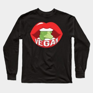 Vegan Lips Broccoli Long Sleeve T-Shirt